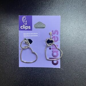 Claire's Silver Heart Outline Clip-In Earrings